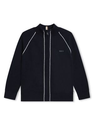 BOSS Kidswear logo-embossed cotton jacket - Blue
