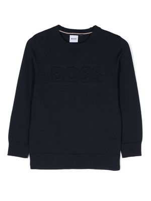 BOSS Kidswear logo-embossed cotton jumper - Blue