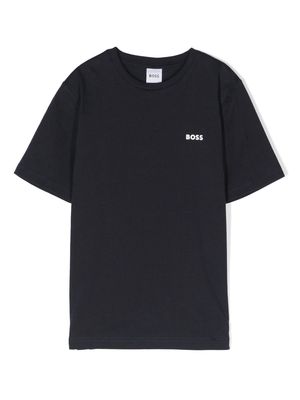 BOSS Kidswear logo-embossed cotton T-shirt - Blue