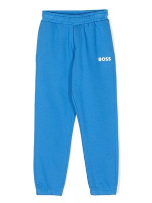 BOSS Kidswear logo-embossed cotton track pants - Blue