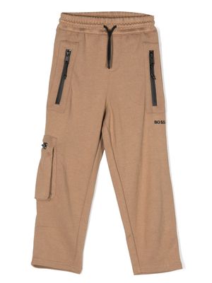BOSS Kidswear logo-embossed piqué track pants - Neutrals