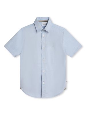 BOSS Kidswear logo-embossed short-sleeve shirt - Blue