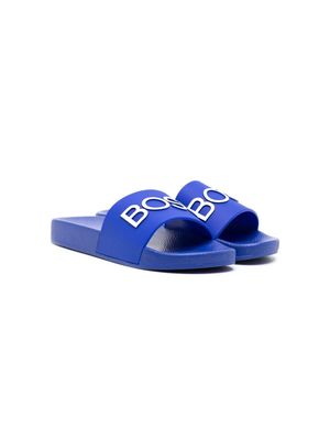 BOSS Kidswear logo-embossed slides - Blue