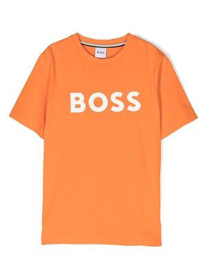 BOSS Kidswear logo-embossed T-shirt - Orange