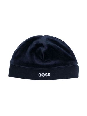 BOSS Kidswear logo-embroidered beanie - Blue