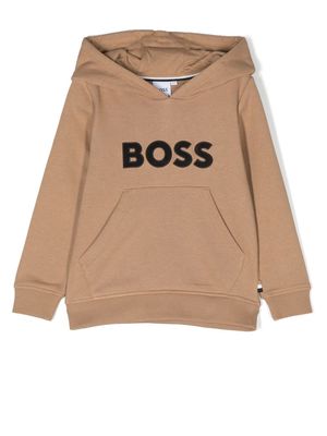 BOSS Kidswear logo-embroidered cotton hoodie - Neutrals