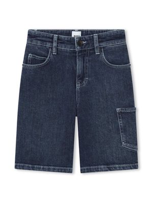 BOSS Kidswear logo-embroidered denim shorts - Blue