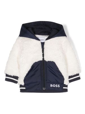 BOSS Kidswear logo-embroidered hooded jacket - White