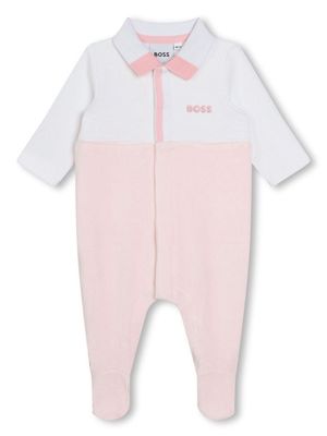 BOSS Kidswear logo-embroidered ribbed velvet pajamas - Pink