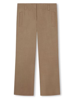 BOSS Kidswear logo-embroidered straight-leg trousers - Brown