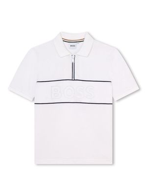 BOSS Kidswear logo-embroidered stretch-cotton polo shirt - White