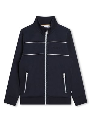 BOSS Kidswear logo-embroidered zipped jacket - Blue