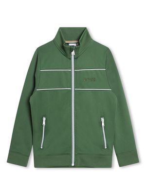 BOSS Kidswear logo-embroidered zipped jacket - Green