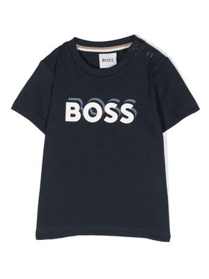 BOSS Kidswear logo-lettering T-shirt - Blue
