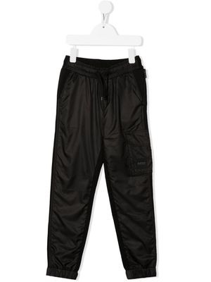 BOSS Kidswear logo-patch drawstring track pants - Black
