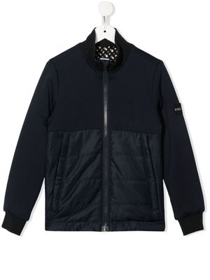 BOSS Kidswear logo-patch panelled jacket - Blue