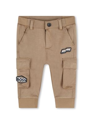 BOSS Kidswear logo-patch trousers - Brown