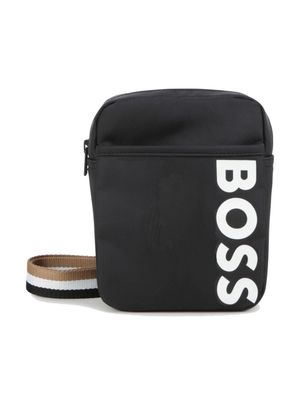 BOSS Kidswear logo-print adjustable-strap messenger bag - Black