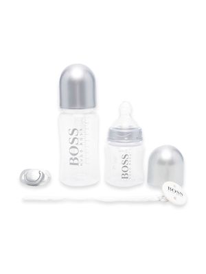 BOSS Kidswear logo-print bottle set - Silver