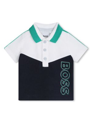 BOSS Kidswear logo-print colour-block polo shirt - Blue