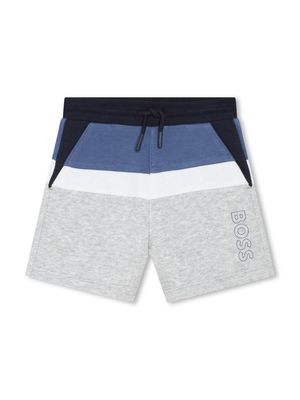 BOSS Kidswear logo-print colour-block shorts - Grey