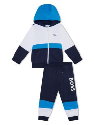 BOSS Kidswear logo-print colour-block tracksuit - Blue