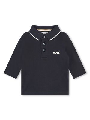 BOSS Kidswear logo-print contrasting-edge polo shirt - Blue