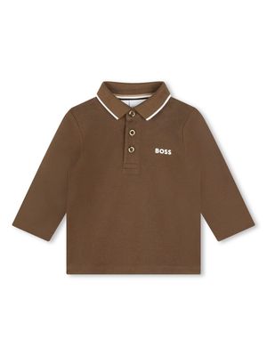 BOSS Kidswear logo-print contrasting-edge polo shirt - Brown