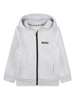 BOSS Kidswear logo-print contrasting-trim tracksuit - Grey