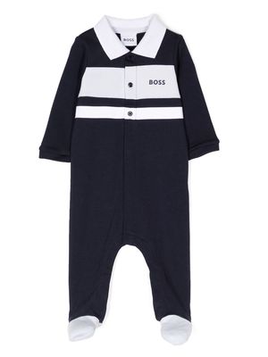 BOSS Kidswear logo-print cotton babygrow set - Blue
