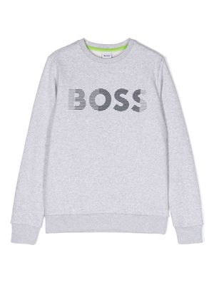 BOSS Kidswear logo-print cotton-blend sweatshirt - Grey