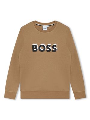 BOSS Kidswear logo-print cotton-blend sweatshirt - Neutrals