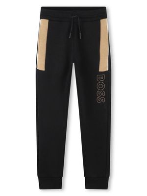 BOSS Kidswear logo-print cotton-blend track pants - Black