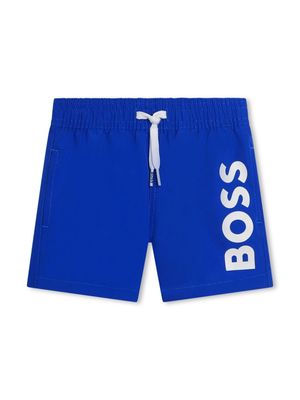 BOSS Kidswear logo-print cotton blend track shorts - Blue