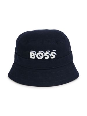 BOSS Kidswear logo-print cotton bucket hat - Blue