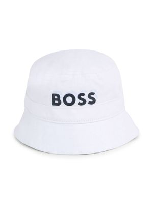 BOSS Kidswear logo-print cotton bucket hat - White
