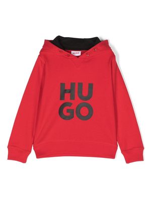 BOSS Kidswear logo-print cotton hoodie - Red