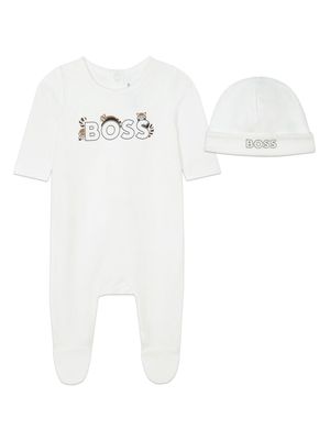 BOSS Kidswear logo-print cotton pajamas set - White