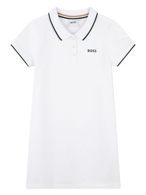 BOSS Kidswear logo-print cotton polo dress - White