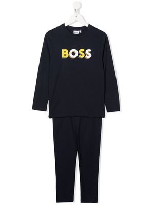 BOSS Kidswear logo-print cotton pyjamas - Blue