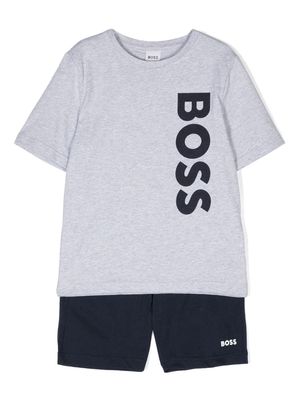 BOSS Kidswear logo-print cotton short set - Grey