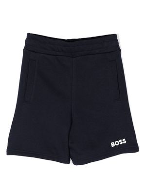 BOSS Kidswear logo-print cotton shorts - Blue
