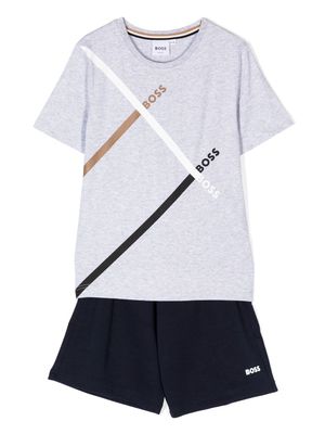 BOSS Kidswear logo-print cotton shorts set - Grey