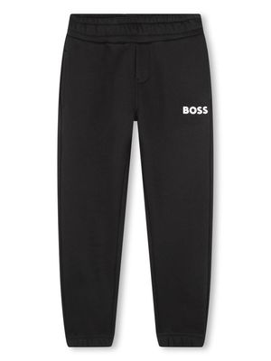 BOSS Kidswear logo-print cotton track pants - Black