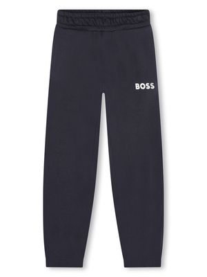 BOSS Kidswear logo-print cotton track pants - Blue