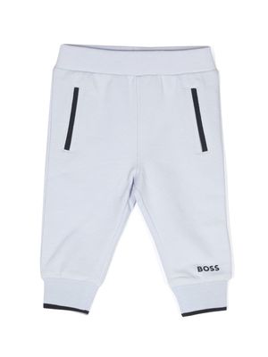 BOSS Kidswear logo-print cotton trousers - Blue