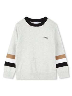 BOSS Kidswear logo-print crew neck jumper - Grey