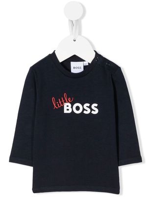 BOSS Kidswear logo-print detail T-shirt - Blue