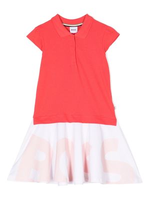 BOSS Kidswear logo-print draped polo dress - Orange
