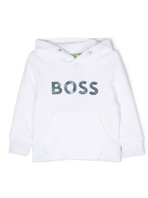 BOSS Kidswear logo-print drawstring hoodie - White